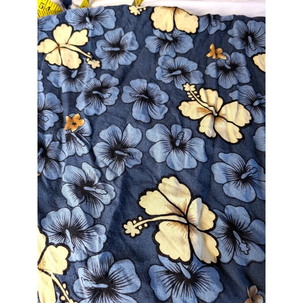 Vintage Blue Floral Rayon Front Tes Shawl Scarf Boho UNO 80s Blue Tropical